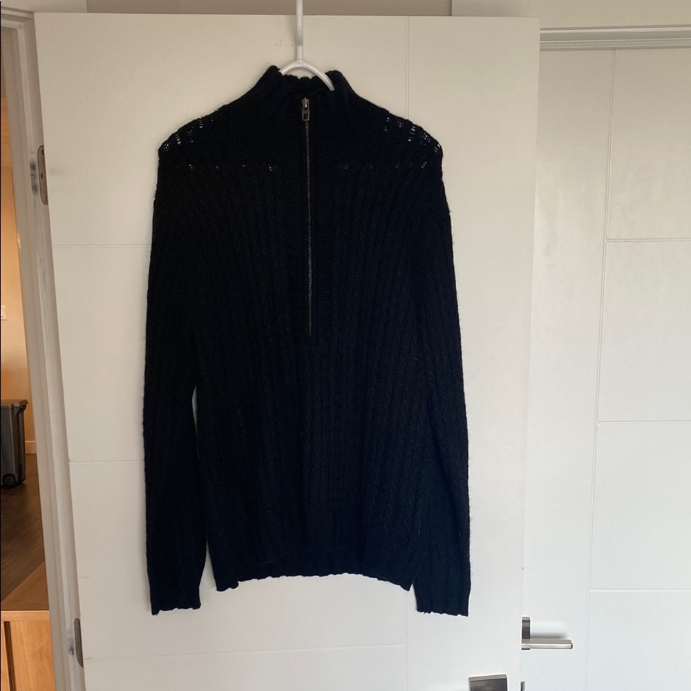 Men's Black Half-Zip Sweater